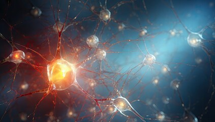 neuron cells show the light blue background Generative AI