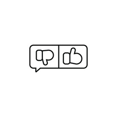 Thumbs up and speech bubble icon, Like and dislike symbol.