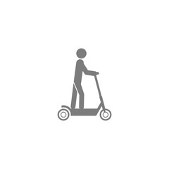 Man silhouette on electric scooter icon isolated on white background
