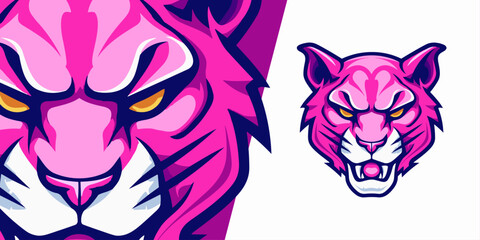 Energizing Pink Panther Logo: Illustrated Mascot for Sport & Esport Team Identity, Badges, Emblems, and T-shirt Prints