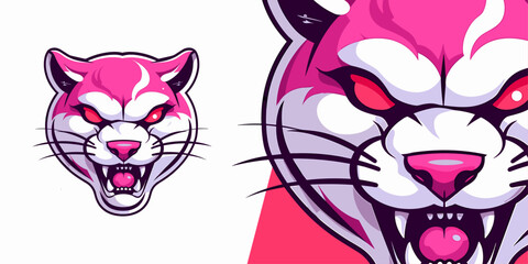 Sleek Pink Panther Mascot: Modern Logo Design for Sports & Esports Teams, Badges, and T-shirt Printing with Vector Illustration © Giu Studios