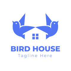 Naklejka premium Bird House. Couple bird and house logo design. Vector EPS 10