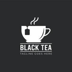 Black Tea. a Cup Hot tea logo design. Vector EPS 10