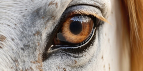 Beautiful photo of a majestic horse eyes, AI generative