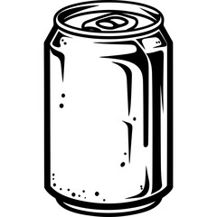 Soda can canned drink beverage black silhouette svg vector