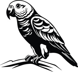 Alexandrine Parakeet Logo Monochrome Design Style