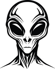 Obraz na płótnie Canvas Alien Head Logo Monochrome Design Style