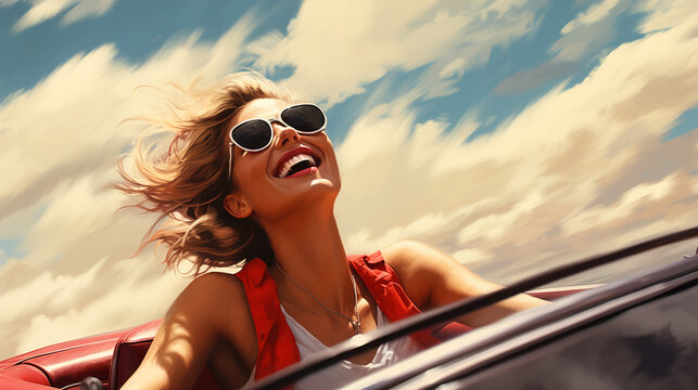 the_happines_woman_driving_the_red_cabriolet