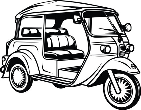 How to draw auto rickshaw step by step for beginners