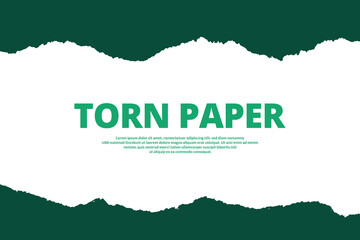 Dark green torn paper effect new banner design with white ripped page background post, banner, design