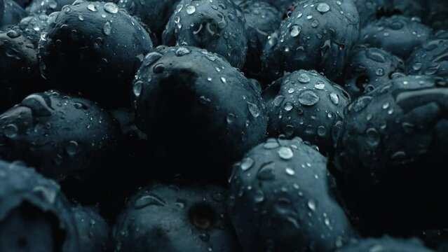 Extreme macro blueberries background. Fresh ripe summer organic berries harvest.
