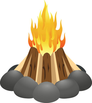 fire burning in the fireplace or bonfire illustration vector