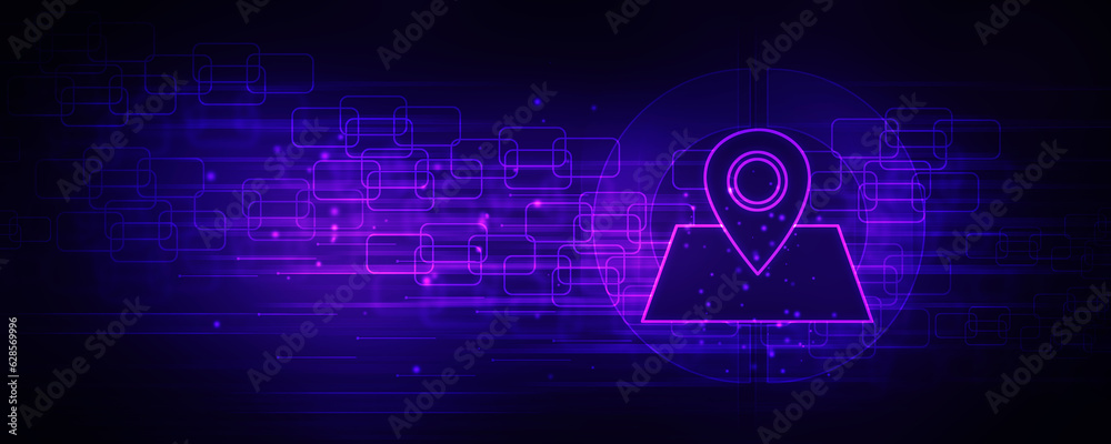 Poster 2d rendering red map pointer