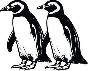 Antarctica Penguins Logo Monochrome Design Style