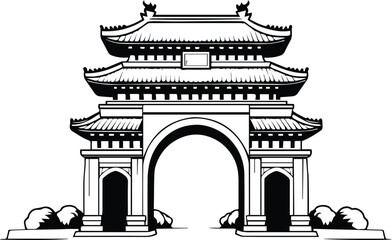 Ancient Gate Logo Monochrome Design Style