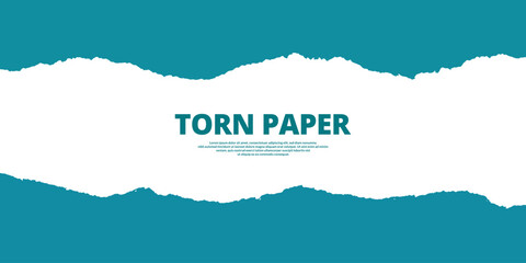 Torn paper teal Blue and white color ripped paper background post, banner, design