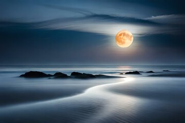 Fototapeta na wymiar moon over the sea