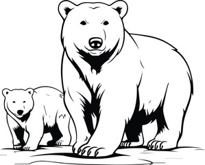 Arctic Polar Bears Logo Monochrome Design Style
