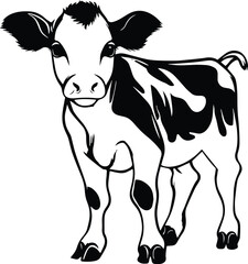 Baby Cow Logo Monochrome Design Style