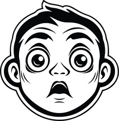 Surprised Shocked Face Reaction Logo Monochrome Design Style