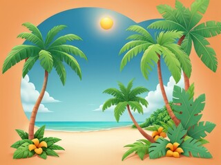 Fototapeta na wymiar Puesta de sol con palmeras