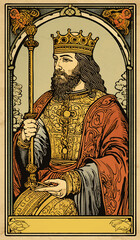 Fototapeta premium Generative AI, Magical individual major arcana tarot card The King, esoteric boho spiritual