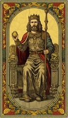 Obraz premium Generative AI, Magical individual major arcana tarot card The King, esoteric boho spiritual
