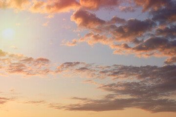 Fototapeta na wymiar Sunset clouds illuminated by the sun.