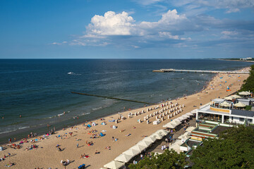 view of the beach in the region sea, Kołobrzeg, Kolbreg, Poland - obrazy, fototapety, plakaty