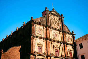 Exterior view of Basilica of Bom church. Old Goa, India.