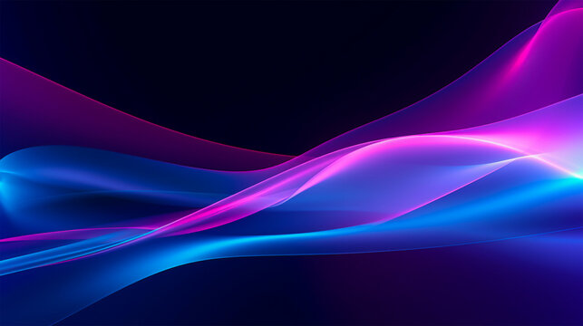 深遠の響き、青と紫の線で織り成す抽象ラインアート, with Generative AI © WATA3