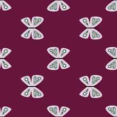 Fototapeta premium Simple stylized butterflies seamless pattern. Flying insect print.