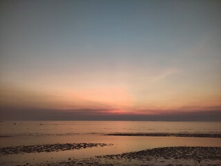 Sunset at Bangsaen sea Thailand on a clear day