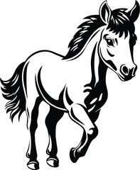Fototapeta na wymiar Baby Horse Logo Monochrome Design Style