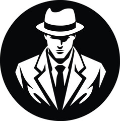 Detective Logo Monochrome Design Style - obrazy, fototapety, plakaty
