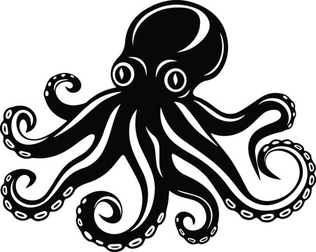 octopus Logo Monochrome Design Style