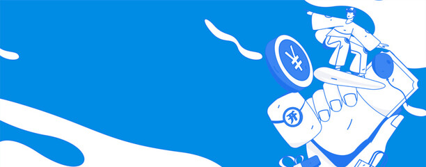 Holiday Shopping E-Commerce Online Shopping People Flat Vector Concept Operation Hand Drawn Illustration
