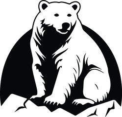Polar Bear Symbol Logo Monochrome Design Style