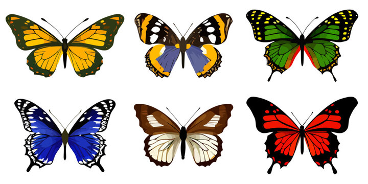 Butterfly logo icons set. Butterfly icons in flat style. Butterfly image isolated.