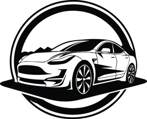 Fototapeta na wymiar Electric Vehicle Logo Monochrome Design Style
