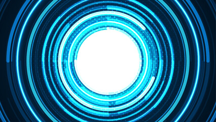 Abstract futuristic blue circle interface background. Technology background.