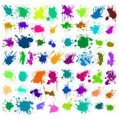 Splashes. Blotter spots. Colored liquid paint splash or ink splatter