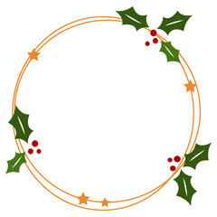 Christmas wreath with holly berries svg, Round winter border