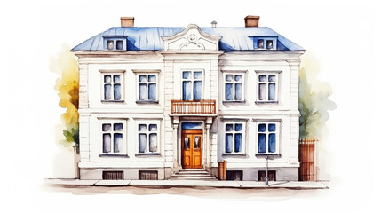 Fototapeta premium watercolor_simple_building