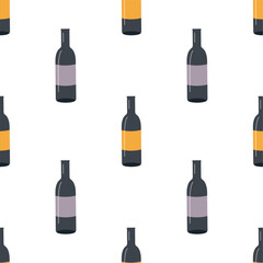 Wine bottles seamless pattern. Alcohol drink, texture wallpaper template. Bottles of alcoholic beverage, printable decoration element on white background