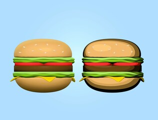 3d rendering of delicious cheese burger