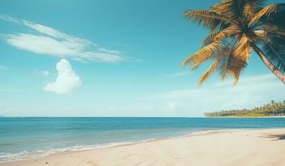 Fototapeta na wymiar Beautiful sandy beach with blur sky and tree summer. Created with Generative AI technology.