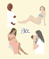 Pregnant women vector illustration