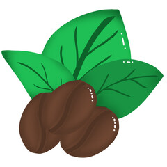 Fresh and leafy coffee beans