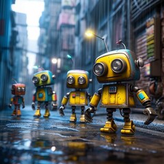 AI generated image of robots in digital environment